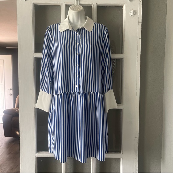 Tuckernuck Hayes Blue and White Striped Shirt Dress - Picture 6 of 11